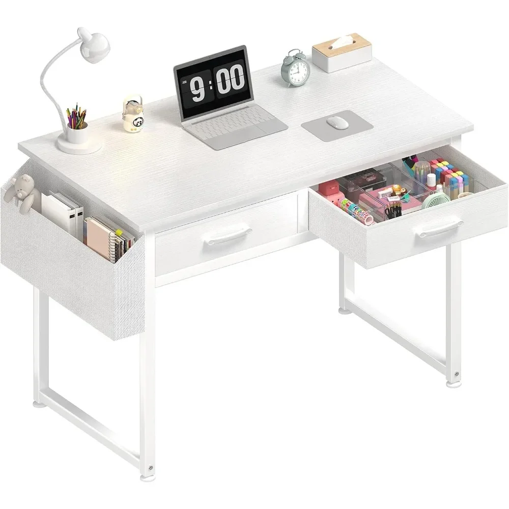 White Small Desk with Fabric Drawers - 32 Inch Vanity Desk with Storage Drawer and Bag for Bedroom, Study Writing Table
White Small Desk with Fabric Drawers - 32 Inch Vanity Desk with Storage Drawer and Bag for Bedroom, Study Writing Table