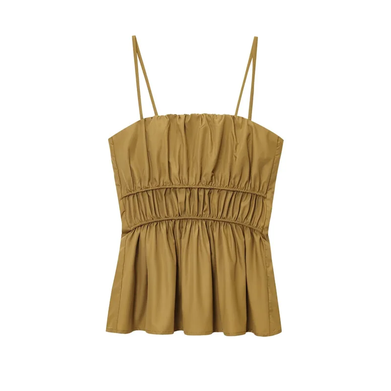 2025 Women's New Blouse Summer Solid Strap Pleated Trim Top Skirt Hem Sexy Fashion Personality Versatile
2025 Women's New Blouse Summer Solid Strap Pleated Trim Top Skirt Hem Sexy Fashion Personality Versatile