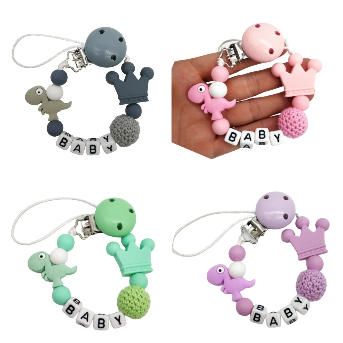 Деревянная цепочка для соски на тему динозавра для подарка на детский душ
Деревянная цепочка для соски на тему динозавра для подарка на детский душ