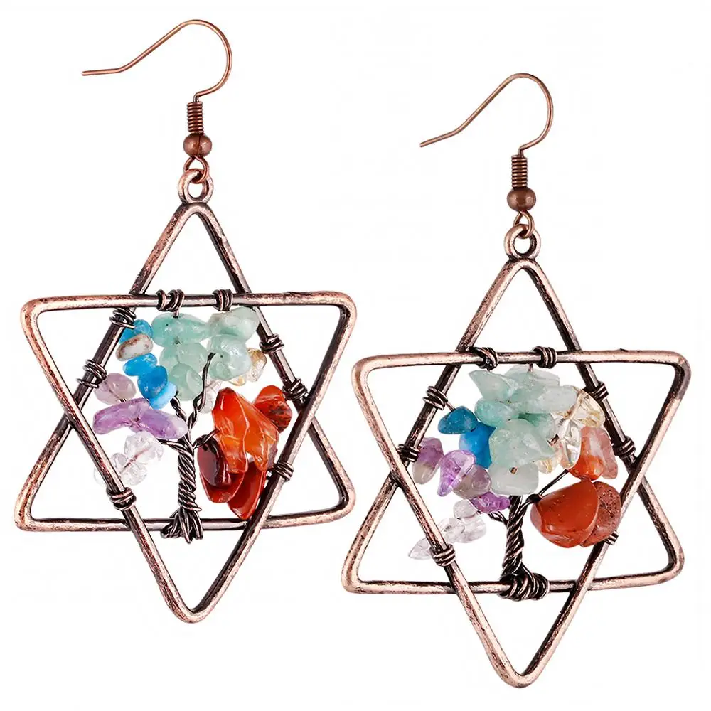 TUMBEELLUWA Copper Six-Pointed Star Wrap Life Tree Charms Drop Natural Chip Stone Dangle Earrings Reiki Healing Women Jewelry
TUMBEELLUWA Copper Six-Pointed Star Wrap Life Tree Charms Drop Natural Chip Stone Dangle Earrings Reiki Healing Women Jewelry