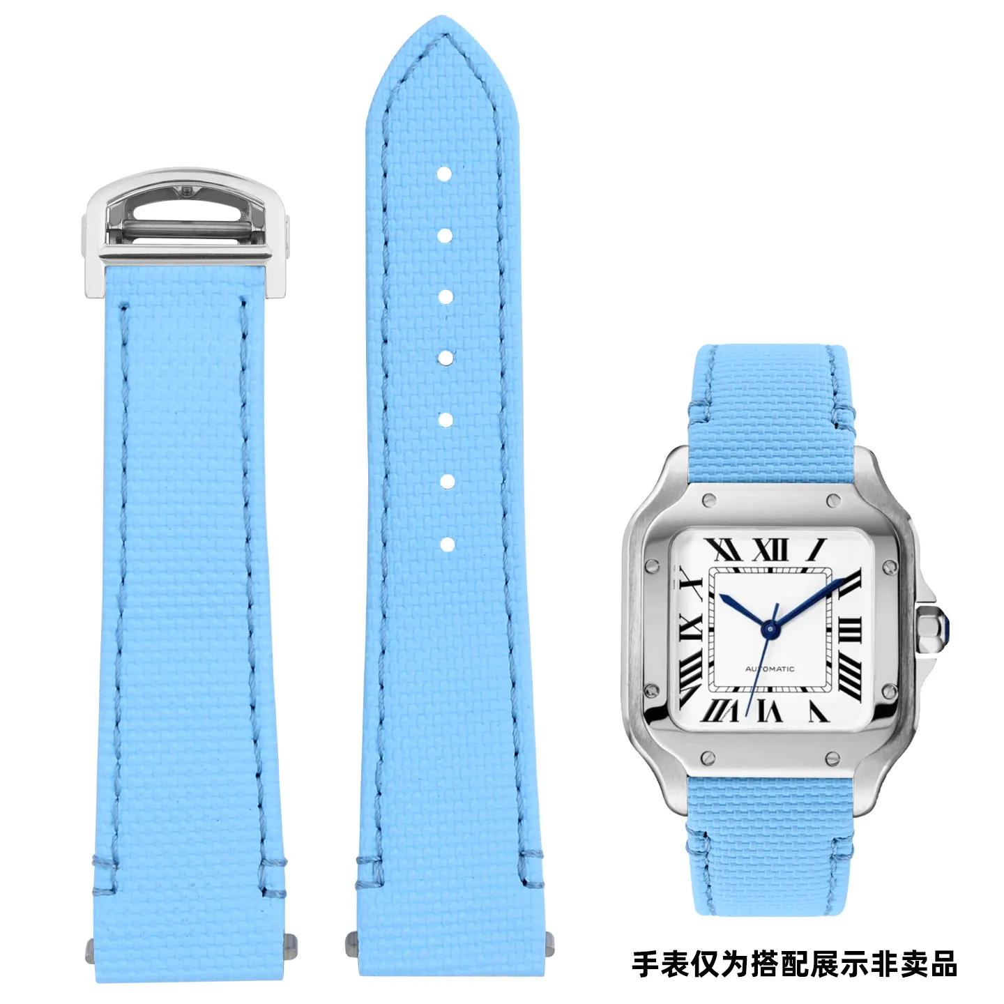 For Cartier Santos WSSA0010 WSSA0009, Quick Release Fluoroelastomer Top & Leather Back Strap, 21mm Replacement Watch Band
For Cartier Santos WSSA0010 WSSA0009, Quick Release Fluoroelastomer Top & Leather Back Strap, 21mm Replacement Watch Band