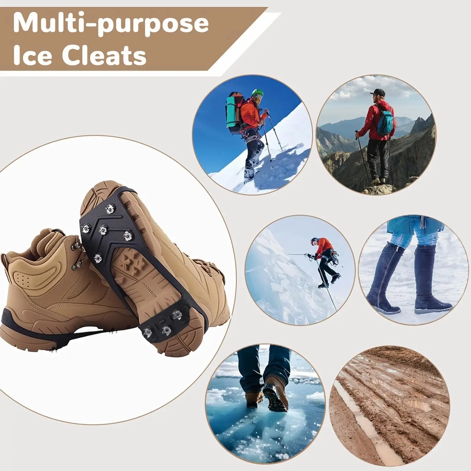 2 Pairs Ice Cleats for Shoes and Boots,Universal 8 Steel Studs Crampon Ice Snow Grippers for Winter Hiking Climbing Ice Fishing
2 Pairs Ice Cleats for Shoes and Boots,Universal 8 Steel Studs Crampon Ice Snow Grippers for Winter Hiking Climbing Ice Fishing