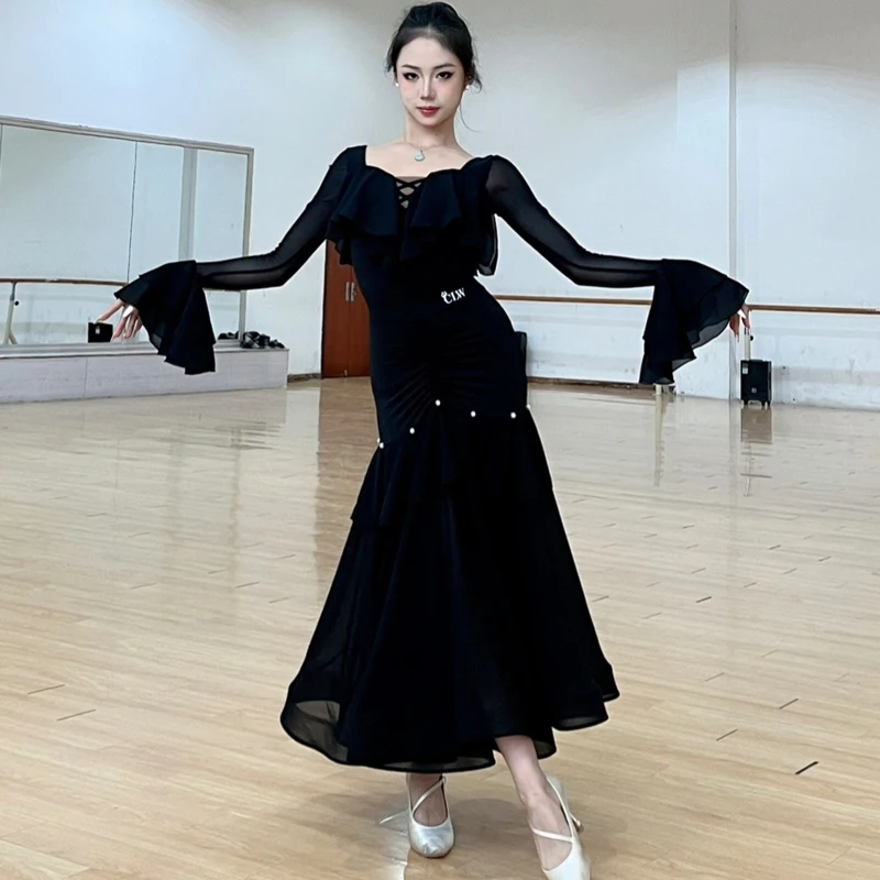 Ballroom Dance Competition Clothing For Women Long Sleeved Big Swing Skirts Suit Female Adult Waltz Modern Dance Dress DQS18292
Ballroom Dance Competition Clothing For Women Long Sleeved Big Swing Skirts Suit Female Adult Waltz Modern Dance Dress DQS18292