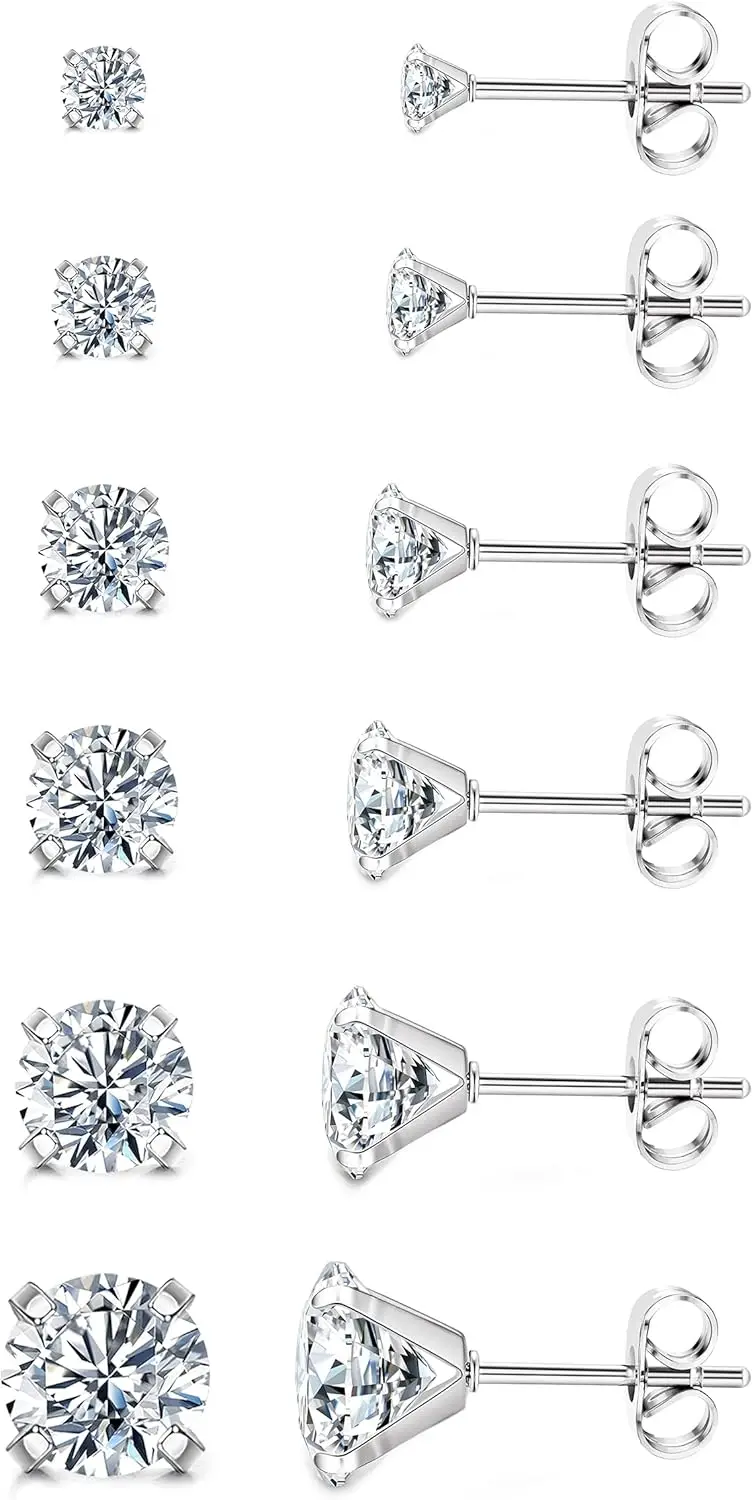 6-14 Pairs Cubic Zirconia Stud Earrings for Men Women Silver Hypoallergenic Surgical Steel Earrings
6-14 Pairs Cubic Zirconia Stud Earrings for Men Women Silver Hypoallergenic Surgical Steel Earrings