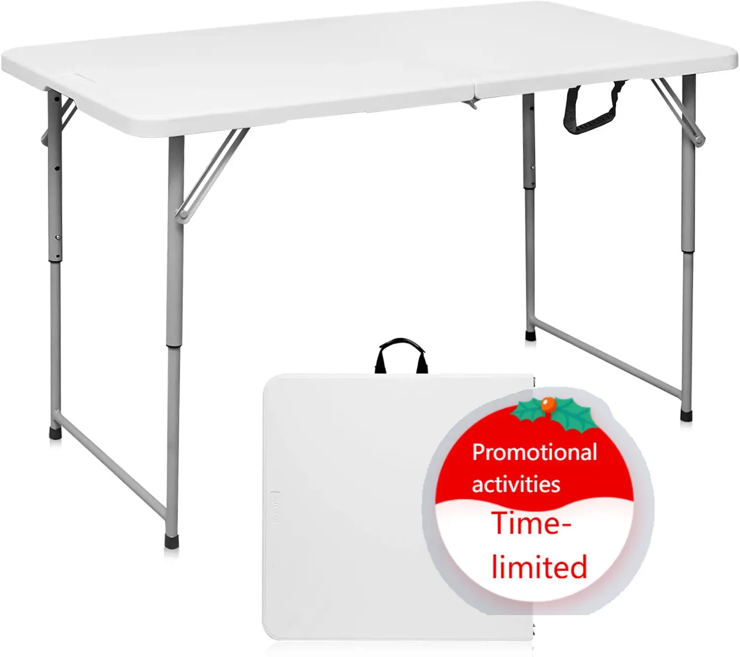 Folding Table 4 Foot Portable Heavy Duty Plastic Fold-in-Half Utility Table Small Indoor Outdoor Adjustable Height Folding with
Folding Table 4 Foot Portable Heavy Duty Plastic Fold-in-Half Utility Table Small Indoor Outdoor Adjustable Height Folding with