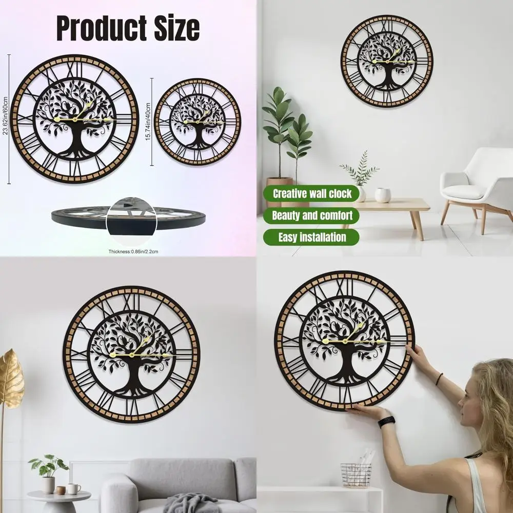 24-Inch Tree of Life Silent Wall Clock, Ideal for Living Room and Kitchen Decor
24-Inch Tree of Life Silent Wall Clock, Ideal for Living Room and Kitchen Decor