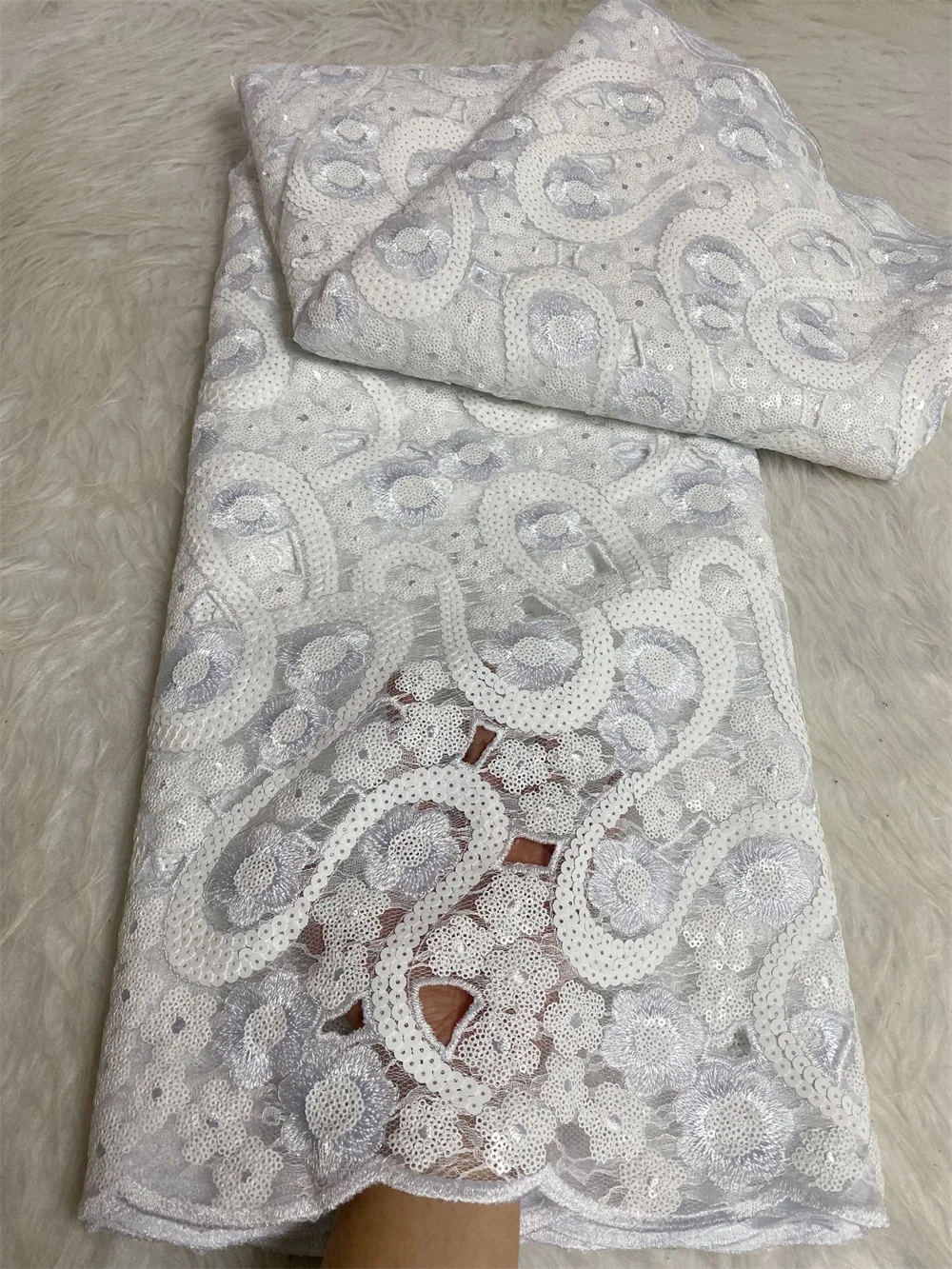 Double Net Lace French Lace Embroidery White Sequins African Lace 5 Yards For Wedding Dress High Quality Lace 2024
Double Net Lace French Lace Embroidery White Sequins African Lace 5 Yards For Wedding Dress High Quality Lace 2024