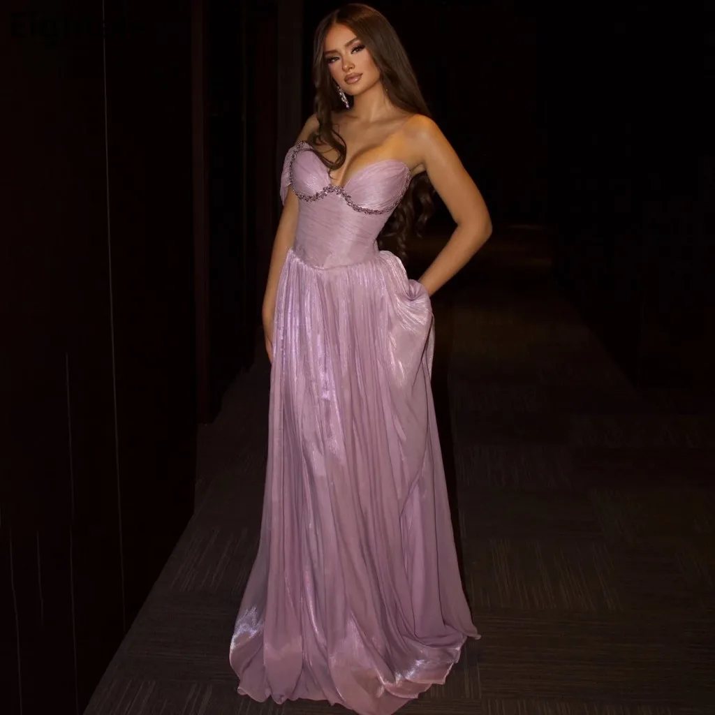 Eightale 2025 One Shoulder Pink Silk Maxi Evening Dress With Beaded Formal Prom Dress Dubai Wedding Party Gown Customized
Eightale 2025 One Shoulder Pink Silk Maxi Evening Dress With Beaded Formal Prom Dress Dubai Wedding Party Gown Customized