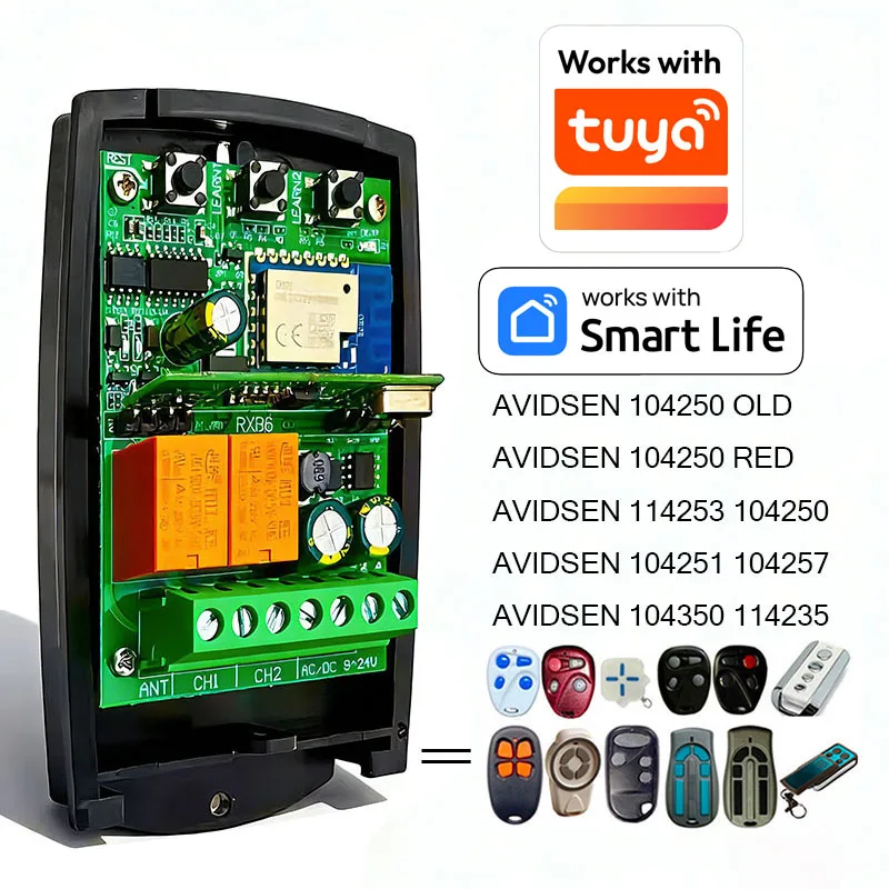 Work With TUYA Receiver AVIDSEN 114253 104250 104251 104257 104350 114235 104250 Gate Remote Control Garage Door Opener Remote
Work With TUYA Receiver AVIDSEN 114253 104250 104251 104257 104350 114235 104250 Gate Remote Control Garage Door Opener Remote
