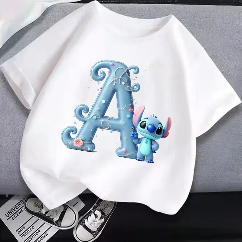 Stitch Children T-shirt A-Z Letters Tee Tops Cute Cartoon Print Girls Clothes Anime Kids Short Sleeve White Loose Clothing Gifts
Stitch Children T-shirt A-Z Letters Tee Tops Cute Cartoon Print Girls Clothes Anime Kids Short Sleeve White Loose Clothing Gifts