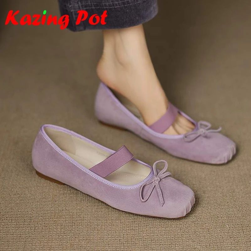 Krazing Pot Sheep Suede Ballet Dance Shoes Square Toe Sweet Modern Dating Slip On Mary Janes Shallow Butterfly-knot Women Flats
Krazing Pot Sheep Suede Ballet Dance Shoes Square Toe Sweet Modern Dating Slip On Mary Janes Shallow Butterfly-knot Women Flats