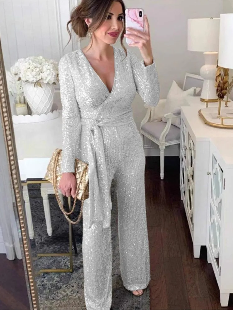 Женский однотонный комбинезон на шнуровке с v-образным вырезом, модный комбинезон с v-образным вырезом и длинными рукавами и блестками, повседневные деловые комбинезоны для поездок на работу
Женский однотонный комбинезон на шнуровке с v-образным вырезом, модный комбинезон с v-образным вырезом и длинными рукавами и блестками, повседневные деловые комбинезоны для поездок на работу