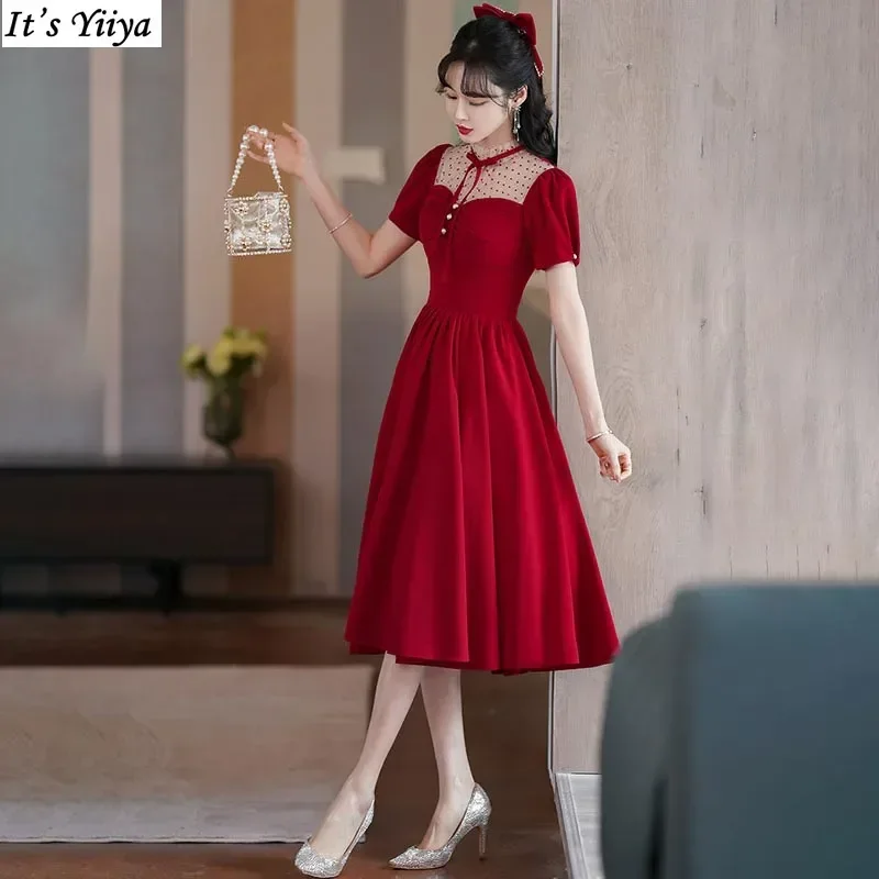 It's Yiiya Customized Evening Dress Burgundy Flannel High Neck Tea-Length Short Sleeves A-Line Plus size Woman Formal Party Gown
It's Yiiya Customized Evening Dress Burgundy Flannel High Neck Tea-Length Short Sleeves A-Line Plus size Woman Formal Party Gown