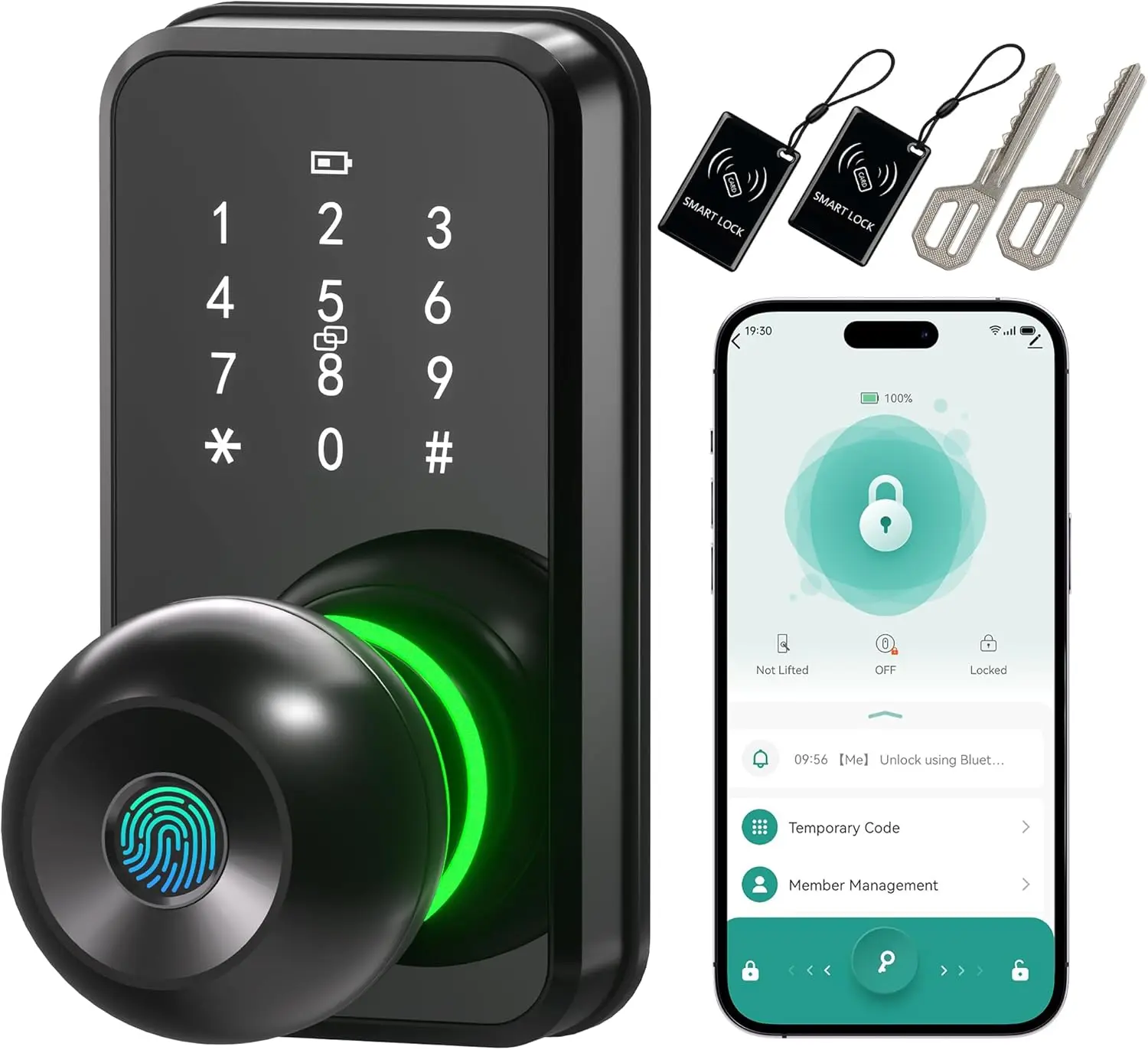 Smart Keyless Entry Door Lock with Fingerprint, Touchscreen Keypad, Easy Installation for Front Door