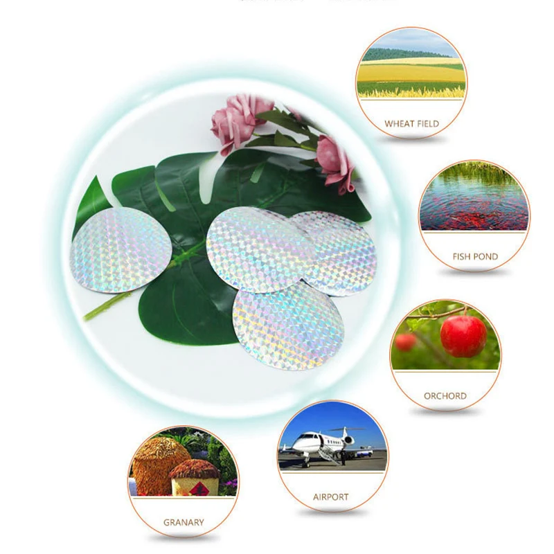 Laser Round Adhesive Reflective Bird Repellers Agricultural Farm Orchard Bird Chase Stickers
Laser Round Adhesive Reflective Bird Repellers Agricultural Farm Orchard Bird Chase Stickers