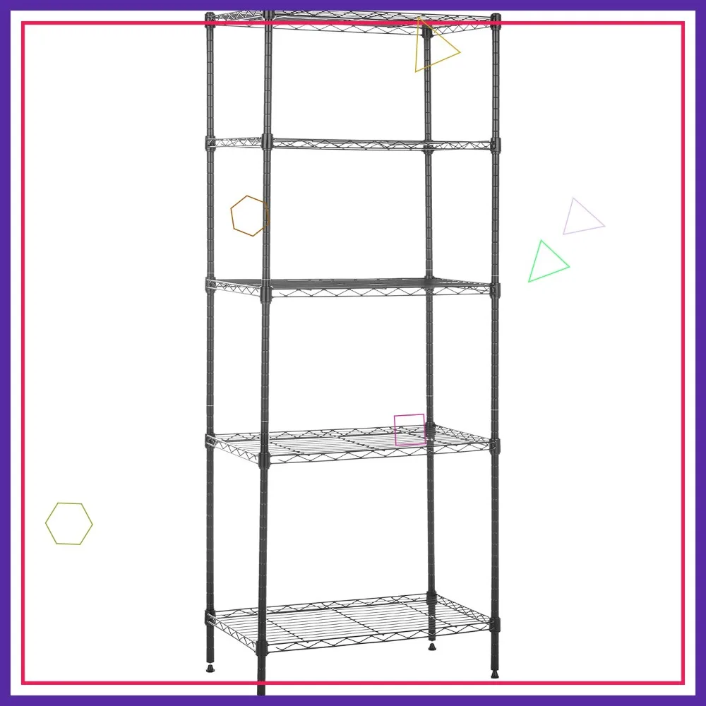5-Shelf Adjustable Steel Storage Unit, Easy Assembly, 13.4" D x 23.2"W x 60"H, Black
5-Shelf Adjustable Steel Storage Unit, Easy Assembly, 13.4" D x 23.2"W x 60"H, Black