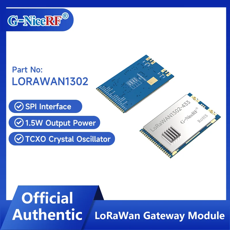 G-NiceRF | 2 PCS LORAWAN1302 Front-End SX1302 High Power LoRaWAN Gateway Module based on Semtech SX1302 and SX1250
G-NiceRF | 2 PCS LORAWAN1302 Front-End SX1302 High Power LoRaWAN Gateway Module based on Semtech SX1302 and SX1250
