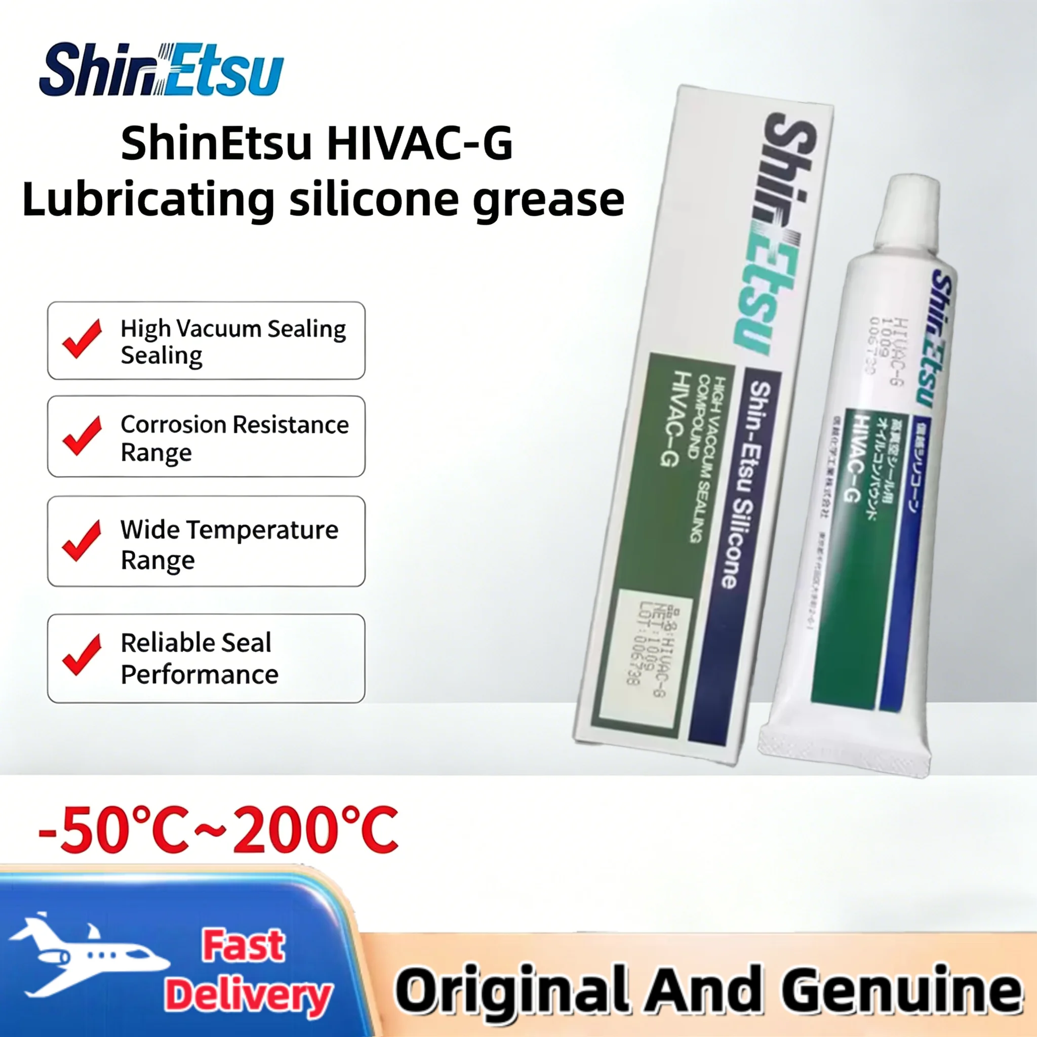 ShinEtsu HIVAC-G Silicone Grease Oil High Vacuum Sealed Lubricating Grease with Hanging Ring Gasket Seal for Industrial Use
ShinEtsu HIVAC-G Silicone Grease Oil High Vacuum Sealed Lubricating Grease with Hanging Ring Gasket Seal for Industrial Use