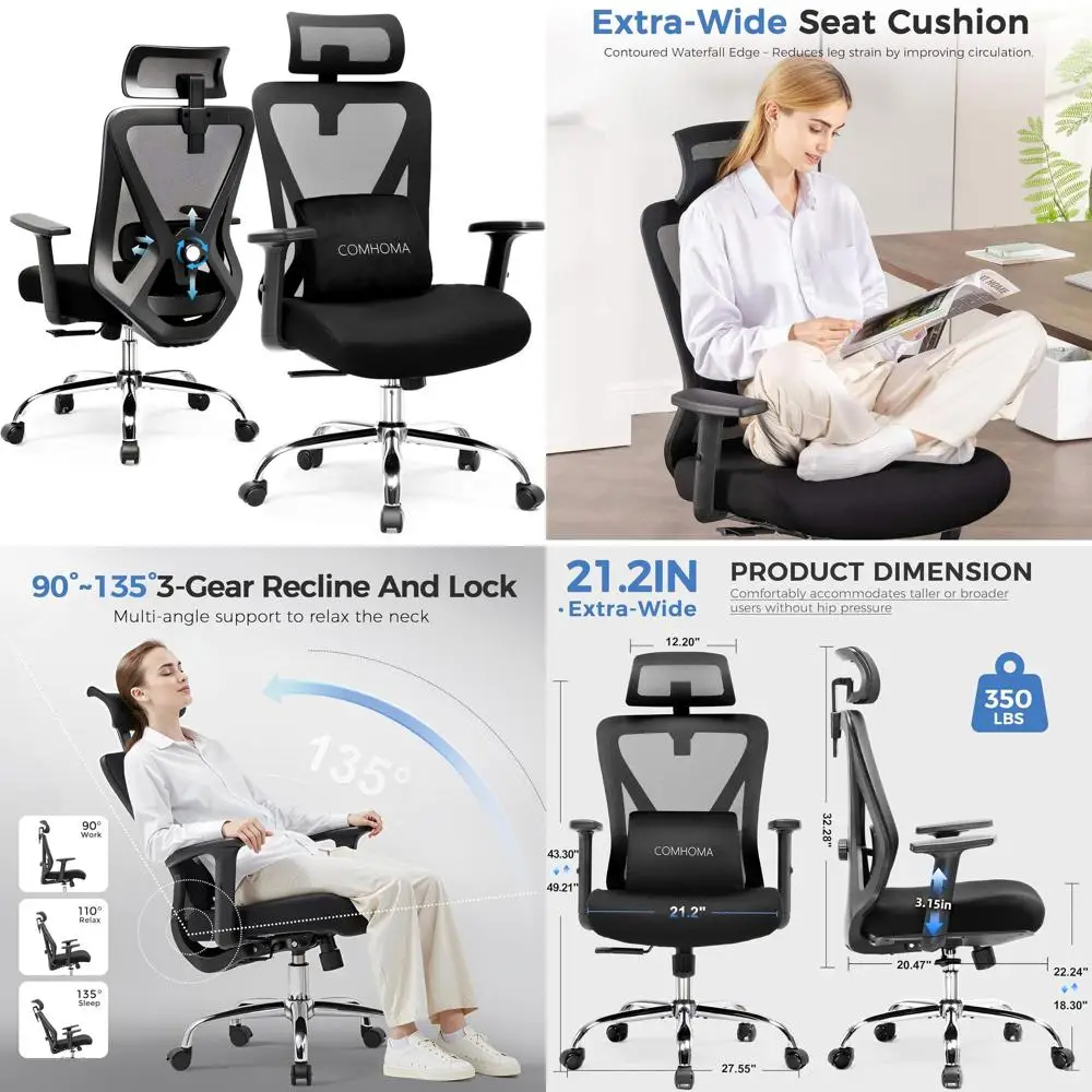 Эргономичное игровое кресло с высокой спинкой и сетчатой обивкой для высоких и крупных людей, грузоподъемность 158 кг, 3D-поддержка поясницы, поворотное офисное кресло для комфортной работы за столом
Эргономичное игровое кресло с высокой спинкой и сетчатой обивкой для высоких и крупных людей, грузоподъемность 158 кг, 3D-поддержка поясницы, поворотное офисное кресло для комфортной работы за столом