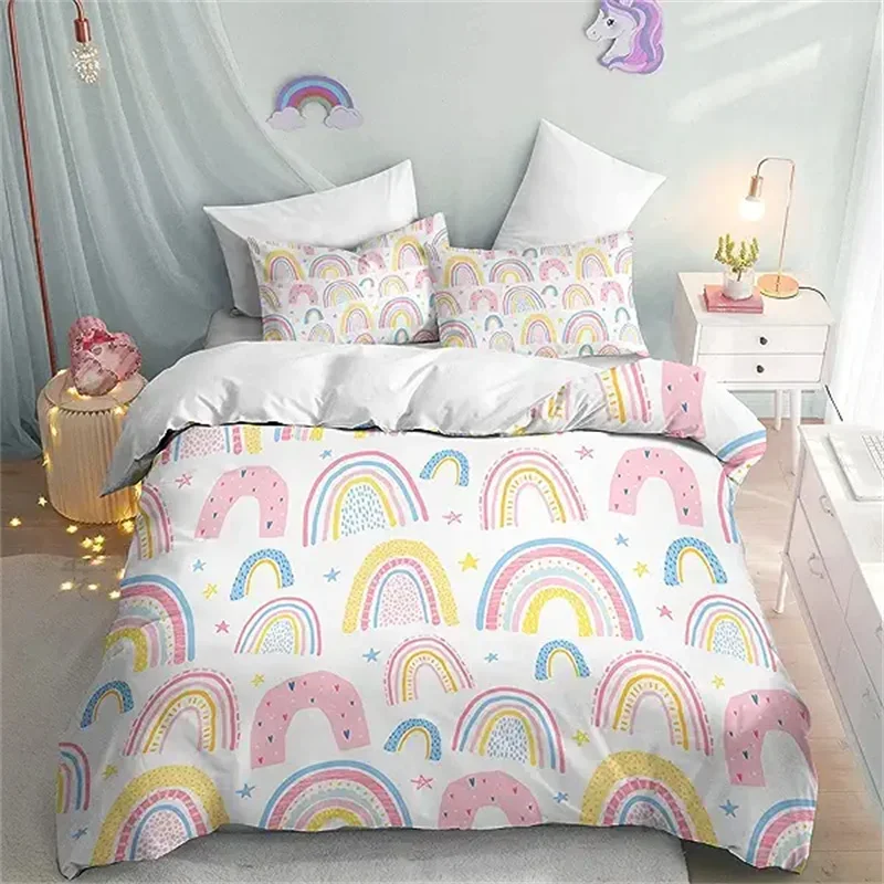 Rainbow Twin Duvet Cover Set for Girl Pink and Yellow Rainbow Star Duvet Cover Cartoon Rainbow for Bedroom Decoration Women Kid
Rainbow Twin Duvet Cover Set for Girl Pink and Yellow Rainbow Star Duvet Cover Cartoon Rainbow for Bedroom Decoration Women Kid