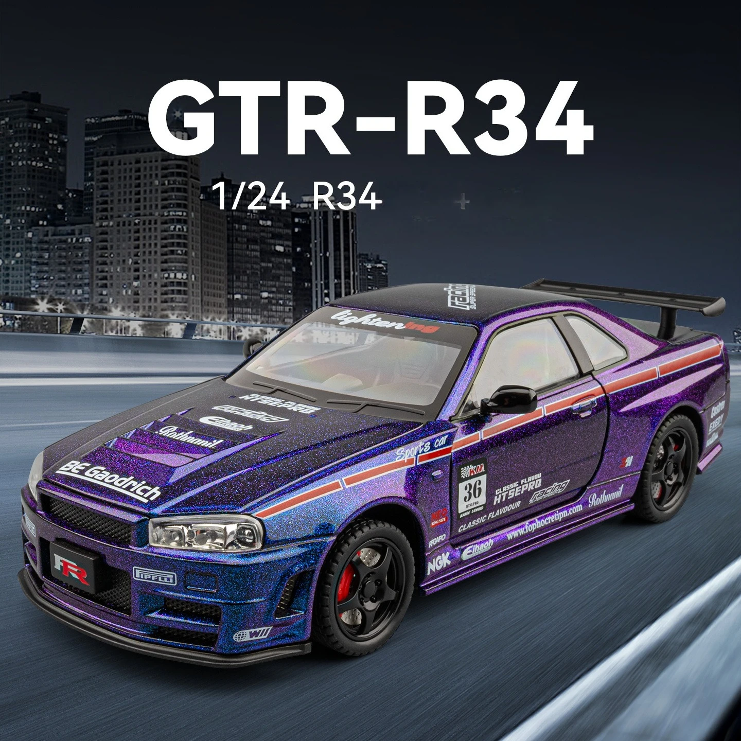 1:24GTR-R34 модель автомобиля из сплава, украшение, игрушка, оптовая продажа, подарок
1:24GTR-R34 модель автомобиля из сплава, украшение, игрушка, оптовая продажа, подарок