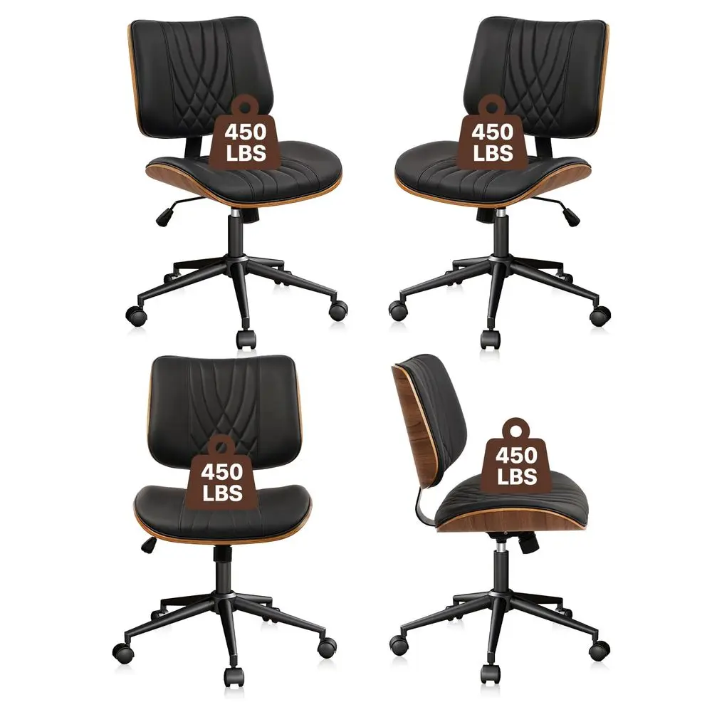 Armless Home Office Chair with Wheels, Adjustable Height Swivel Ergonomic Chair, Leather Mid Back Computer Desk Chair, Modern W
Armless Home Office Chair with Wheels, Adjustable Height Swivel Ergonomic Chair, Leather Mid Back Computer Desk Chair, Modern W