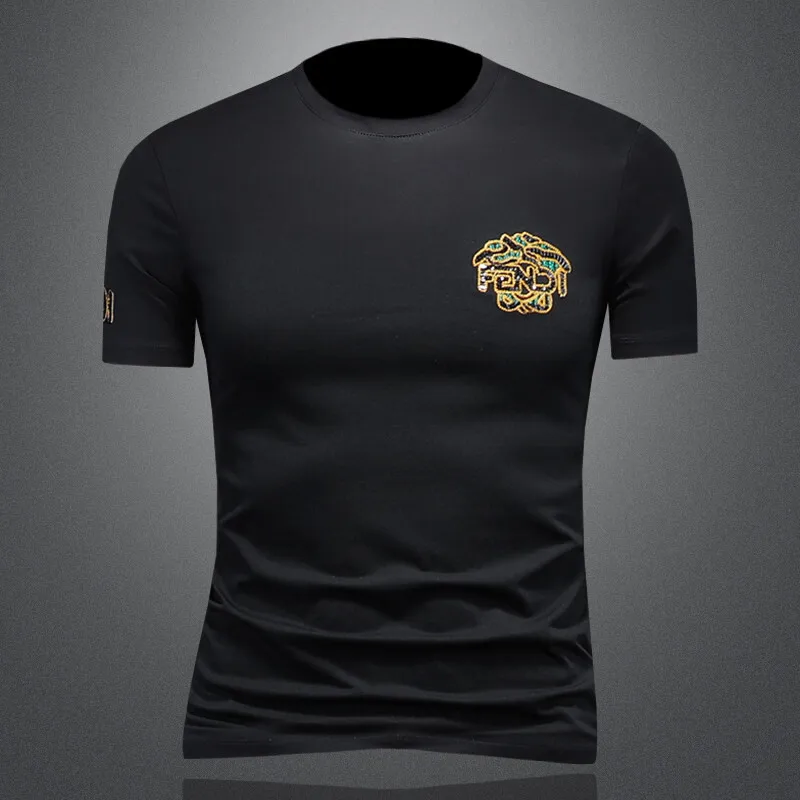 Мужская футболка с круглым вырезом и вышивкой, летняя новинка 2026, повседневная, приталенная, из шелка и хлопка
Мужская футболка с круглым вырезом и вышивкой, летняя новинка 2026, повседневная, приталенная, из шелка и хлопка
