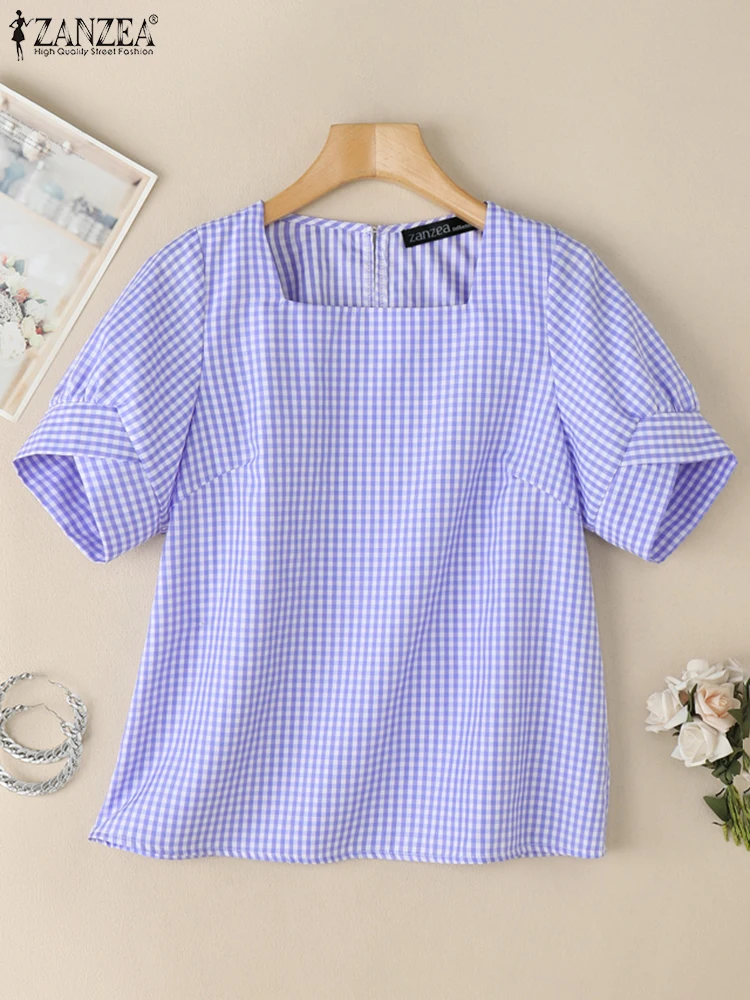 ZANZEA Checked Gingham Blusas Mujer Women Square Neck Casual Elegant Smock Tops 2025 Summer Short Petal Sleeve Vintage Blouses
ZANZEA Checked Gingham Blusas Mujer Women Square Neck Casual Elegant Smock Tops 2025 Summer Short Petal Sleeve Vintage Blouses