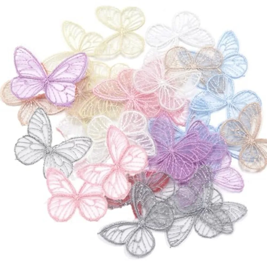 50 Pack Butterfly Lace Trim Organza 1.8'' Embroidered Patches Appliques Fabric Butterflies for Clothes Sewing Supplies DIY Hair
50 Pack Butterfly Lace Trim Organza 1.8'' Embroidered Patches Appliques Fabric Butterflies for Clothes Sewing Supplies DIY Hair