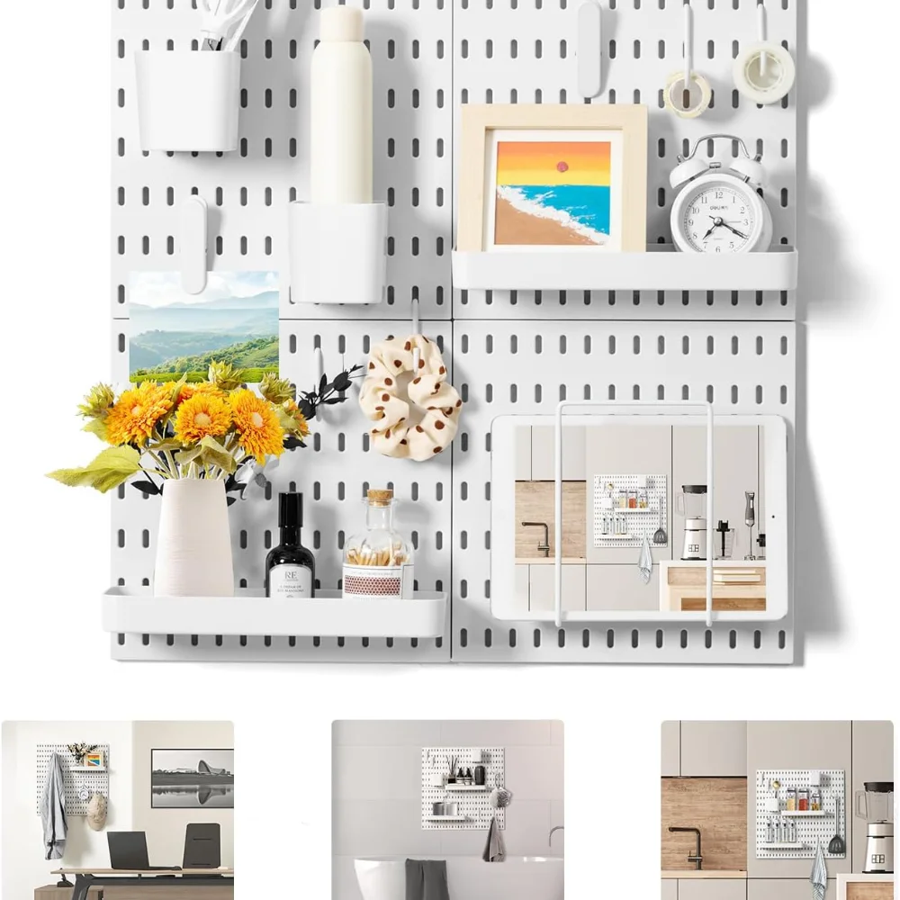4PCS White Pegboard Combination Kit, with 4 Pegboards and 17 Accessories Modular Hanging for Wall Organizer 
4PCS White Pegboard Combination Kit, with 4 Pegboards and 17 Accessories Modular Hanging for Wall Organizer