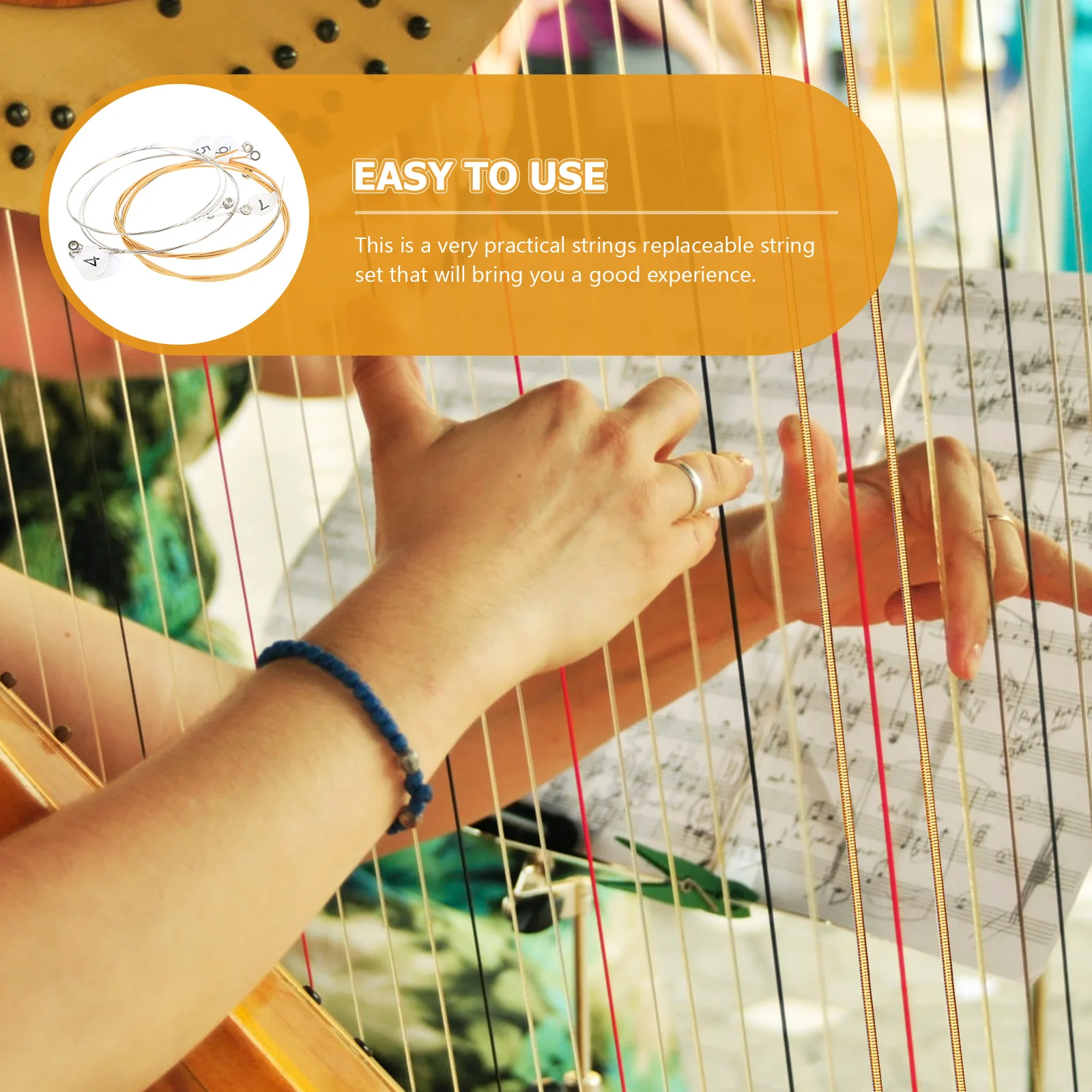 7 Pcs Harp Strings Lyre Musical Instrument Accessories Durable Material Replacement Stringed Instruments Practical
7 Pcs Harp Strings Lyre Musical Instrument Accessories Durable Material Replacement Stringed Instruments Practical