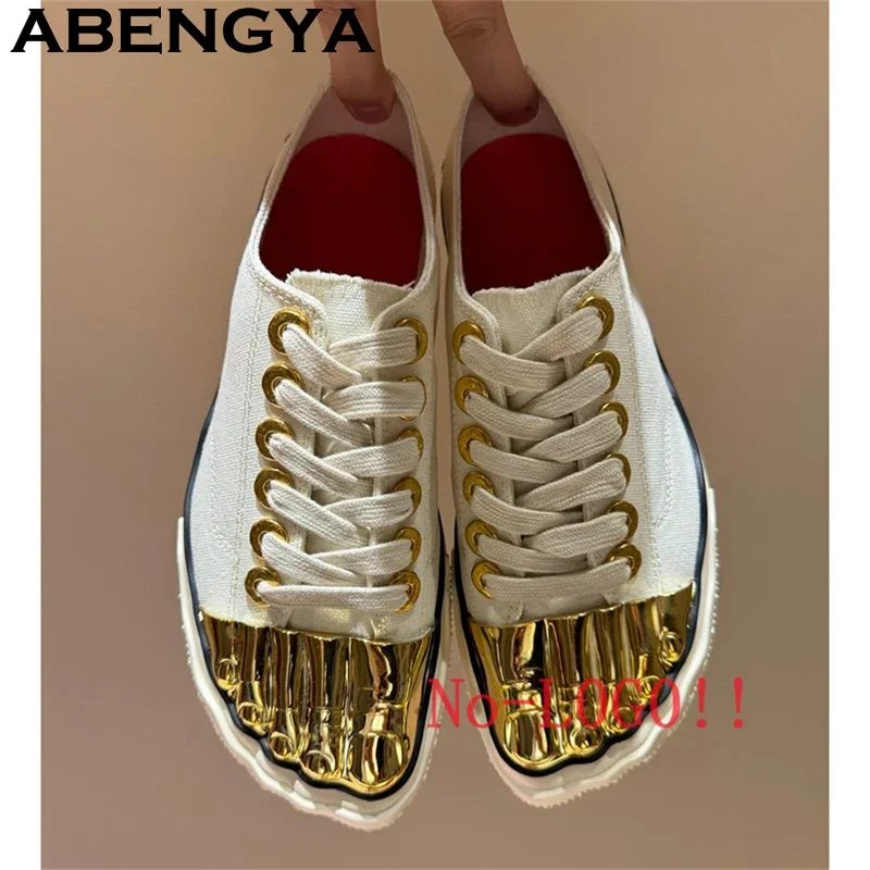 Gold Five Finger Low Top Canvas Shoes Women Big Size Casual Lace Up Fashion Flat Shoes Men's Japanese-style Sneakers Mules Shoes
Gold Five Finger Low Top Canvas Shoes Women Big Size Casual Lace Up Fashion Flat Shoes Men's Japanese-style Sneakers Mules Shoes