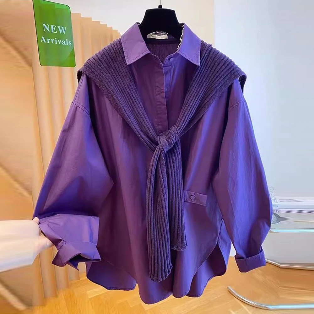 Purple knitted shawl long-sleeved shirt women's 2026 autumn new unique design sense super good-looking top high-end sense
Purple knitted shawl long-sleeved shirt women's 2026 autumn new unique design sense super good-looking top high-end sense