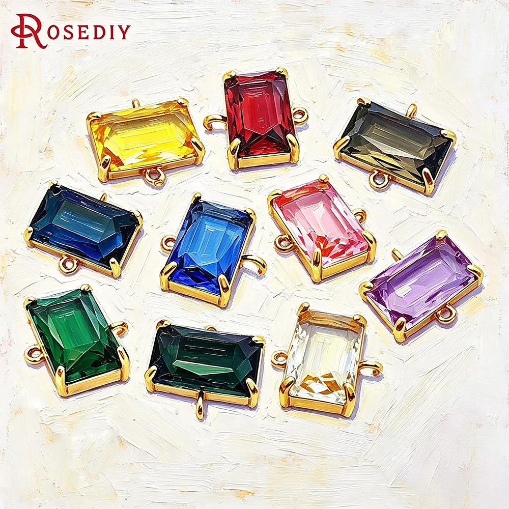 6PCS 9x15MM 18K Gold Color Brass and Glass 2 Holes Rectangle Connect Charms Pendants High Quality Jewelry Diy Accessories
6PCS 9x15MM 18K Gold Color Brass and Glass 2 Holes Rectangle Connect Charms Pendants High Quality Jewelry Diy Accessories