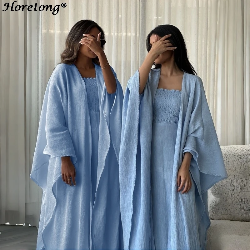 2 Piece Muslim Abaya Set Horetong 2026 Textured Smocked Slip Dress + Batwing Sleeve Open Cardigan Modest Ramadan Eid Maxi Dress
2 Piece Muslim Abaya Set Horetong 2026 Textured Smocked Slip Dress + Batwing Sleeve Open Cardigan Modest Ramadan Eid Maxi Dress