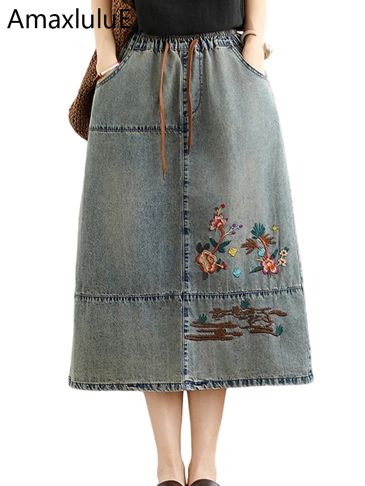 Amax LuluE Autumn Ladies Fashion Loose Embroidery Denim Skirts Females Classic Vintage Floral Clothes Elegant Leisure Streetwear
Amax LuluE Autumn Ladies Fashion Loose Embroidery Denim Skirts Females Classic Vintage Floral Clothes Elegant Leisure Streetwear