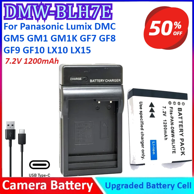 DMW-BLH7E 7.2V 1200mAh Camera Battery+Charger for Panasonic Lumix DMC GM5 GM1 GM1K GF7 GF8 GF9 GF10 LX10 LX15
DMW-BLH7E 7.2V 1200mAh Camera Battery+Charger for Panasonic Lumix DMC GM5 GM1 GM1K GF7 GF8 GF9 GF10 LX10 LX15