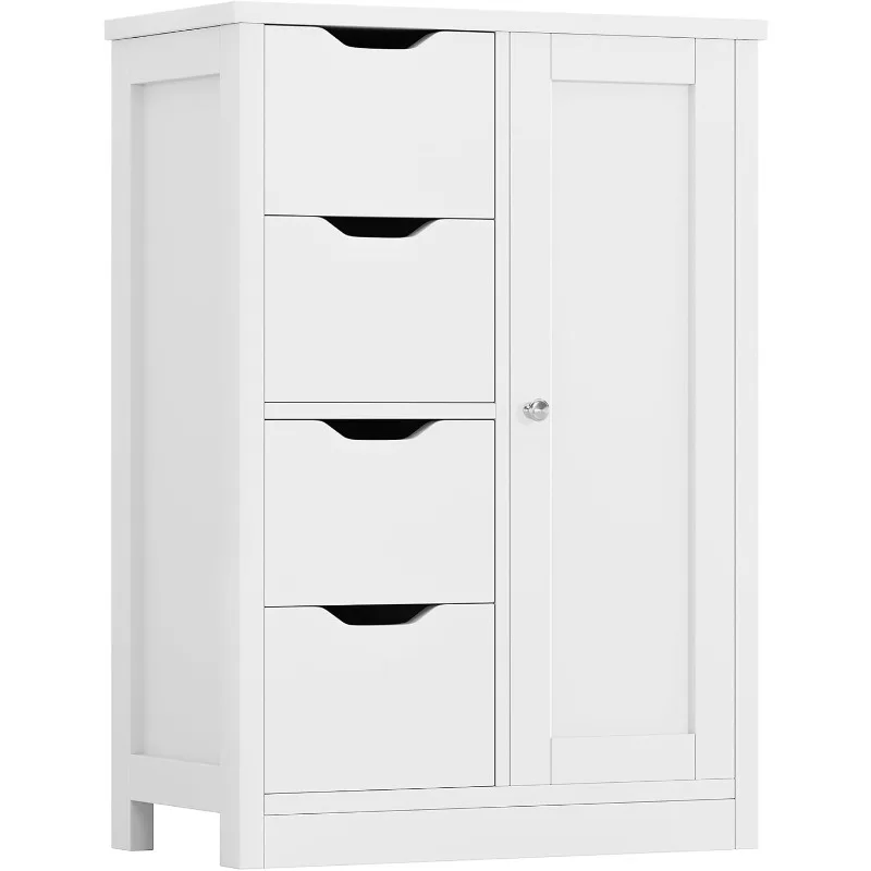 Bathroom Floor Storage Cabinet, Wooden Storage Organizer with 4 Drawers and 1 Cupboard, Freestanding Bathroom Furniture,
Bathroom Floor Storage Cabinet, Wooden Storage Organizer with 4 Drawers and 1 Cupboard, Freestanding Bathroom Furniture,