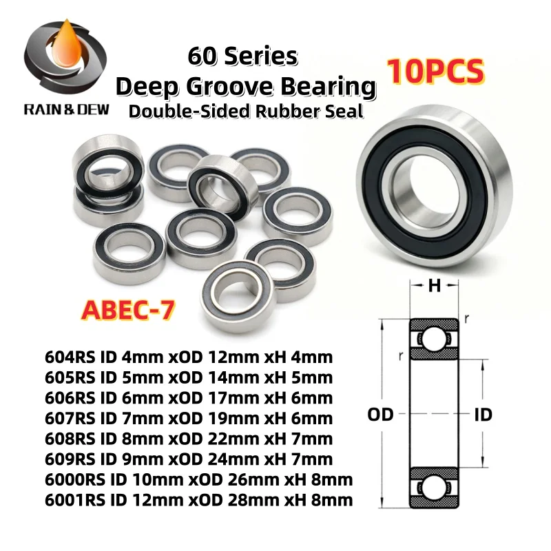 10PCS 6001RS 12x28x8mm Deep Groove Bearing Ball Bearing ABEC-7 604 605 606 607 608 609 6000 RS Bore 4mm 5mm 6mm 7mm 8mm 9mm 10mm
10PCS 6001RS 12x28x8mm Deep Groove Bearing Ball Bearing ABEC-7 604 605 606 607 608 609 6000 RS Bore 4mm 5mm 6mm 7mm 8mm 9mm 10mm