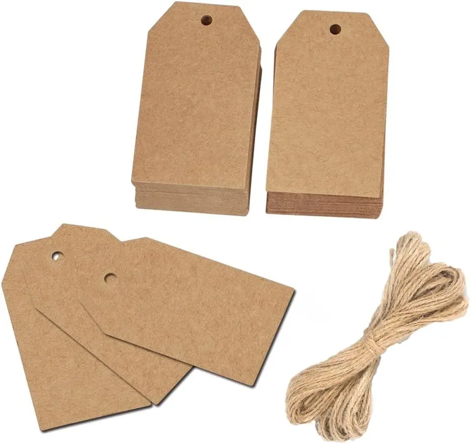 100 Kraft Paper Gift Tags with Jute Twine, 7x4cm, for Christmas Wedding
100 Kraft Paper Gift Tags with Jute Twine, 7x4cm, for Christmas Wedding