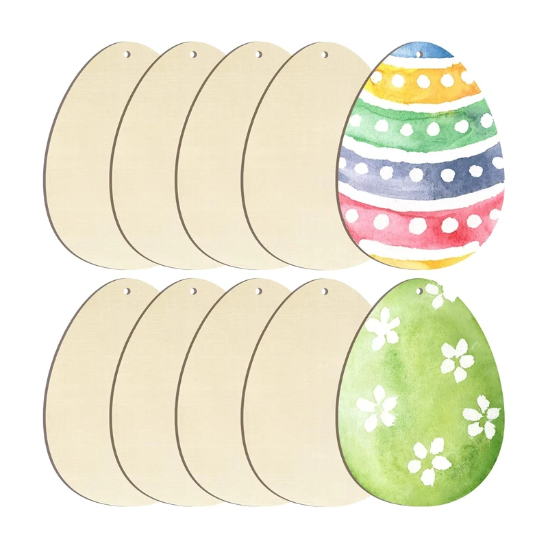 50/100pcs Wooden Cutout Easter Egg Ornaments with Hole and Twine, Unfinished Blank Wood Eggs Slices for DIY Crafts Easter Decor
50/100pcs Wooden Cutout Easter Egg Ornaments with Hole and Twine, Unfinished Blank Wood Eggs Slices for DIY Crafts Easter Decor