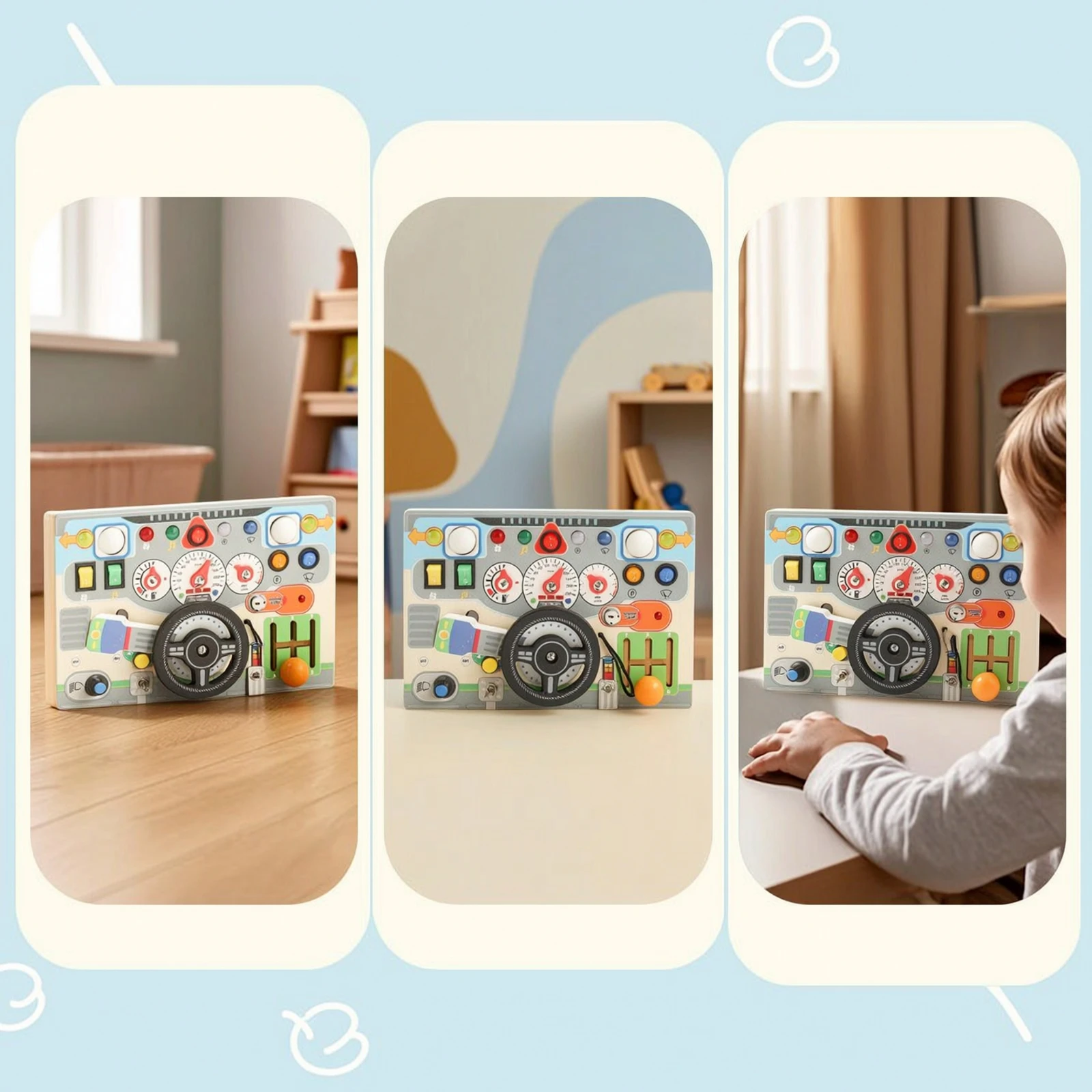 Busy Board with Steering Wheel Interactive Wooden Busy Board Dashboard Toy Educational Car Driving Toy Travel-Friendly
Busy Board with Steering Wheel Interactive Wooden Busy Board Dashboard Toy Educational Car Driving Toy Travel-Friendly