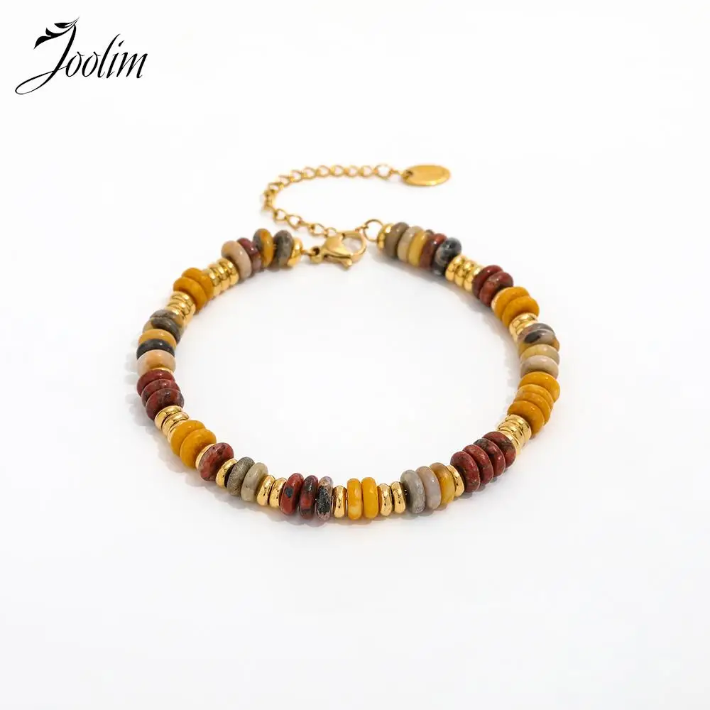Joolim Jewelry Wholesale High End PVD Retro Personality Mixed Color Natural Stone Beaded Stainless Steel Bracelet for Women
Joolim Jewelry Wholesale High End PVD Retro Personality Mixed Color Natural Stone Beaded Stainless Steel Bracelet for Women