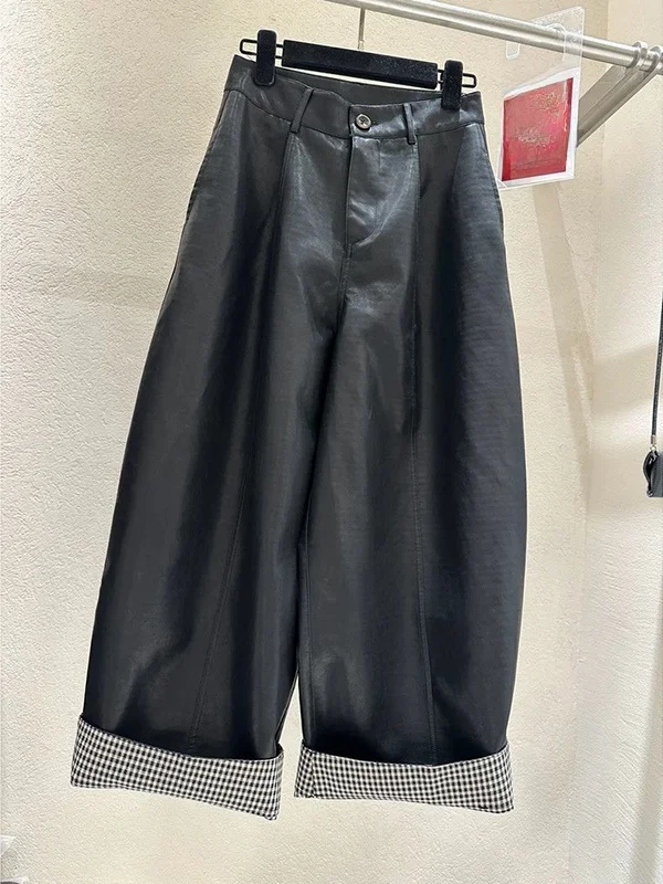 Korean Sle plus Size Wide Leg Nine Pants Plaid Cuffed Casual Slimming Autumn New All Match Casual Pants for plus Size Women
Korean Sle plus Size Wide Leg Nine Pants Plaid Cuffed Casual Slimming Autumn New All Match Casual Pants for plus Size Women