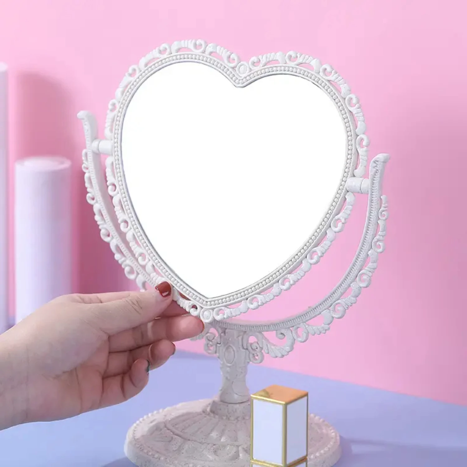 Retro Desktop Desktop Double-Sided Cosmetic Mirror Dormitory Rotating Princess Mirror Large Detachable Dressing Mirror-Heart Pin
Retro Desktop Desktop Double-Sided Cosmetic Mirror Dormitory Rotating Princess Mirror Large Detachable Dressing Mirror-Heart Pin