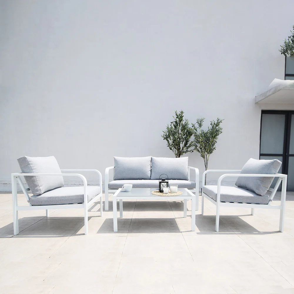 Metal Aluminum 4 Pcs Seating Group Outdoor Furniture Patio Sofa Garden Set with Cushion
Metal Aluminum 4 Pcs Seating Group Outdoor Furniture Patio Sofa Garden Set with Cushion