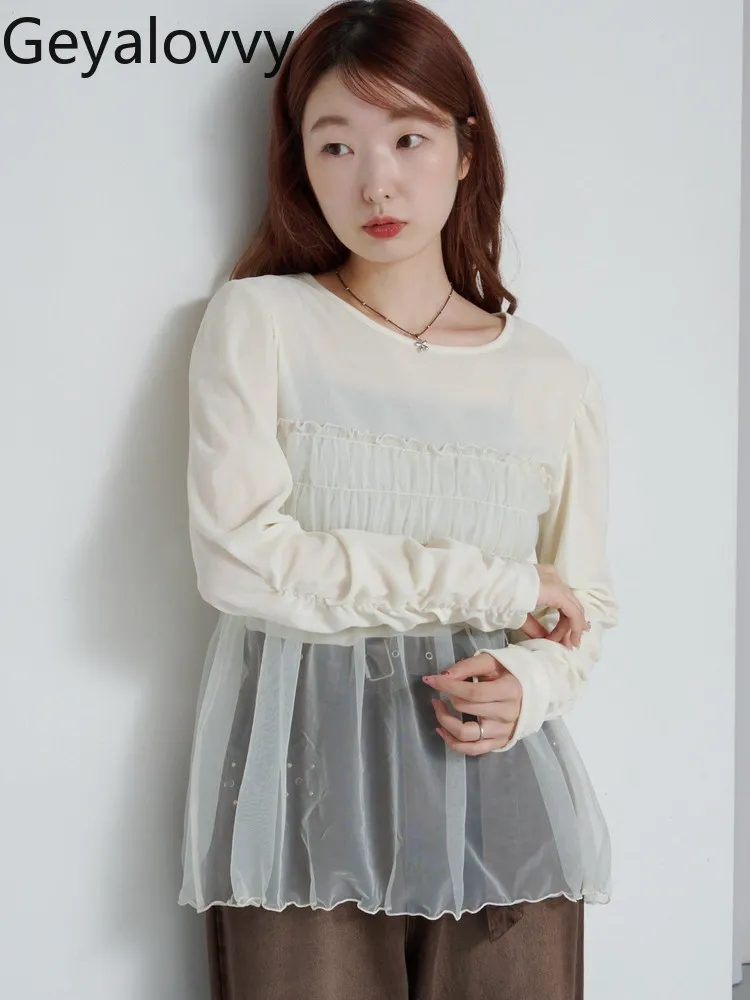 Осенние повседневные футболки в японском стиле в стиле пэчворк, искусственный двухсекционный топ с длинными рукавами, однотонные модные женские футболки с круглым вырезом
Осенние повседневные футболки в японском стиле в стиле пэчворк, искусственный двухсекционный топ с длинными рукавами, однотонные модные женские футболки с круглым вырезом