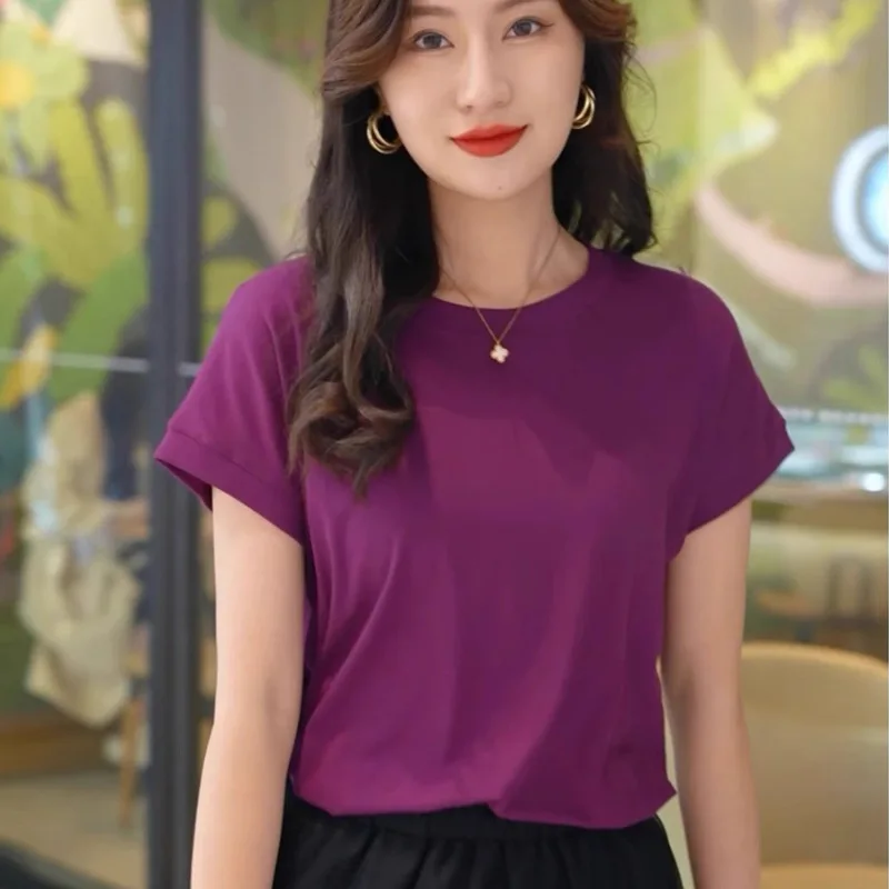 Bat Sleeve T-Shirt Round Neck Solid Color Simple Small Fly Sleeve Casual Versatile Loose Short Sleeved T-Shirt
Bat Sleeve T-Shirt Round Neck Solid Color Simple Small Fly Sleeve Casual Versatile Loose Short Sleeved T-Shirt