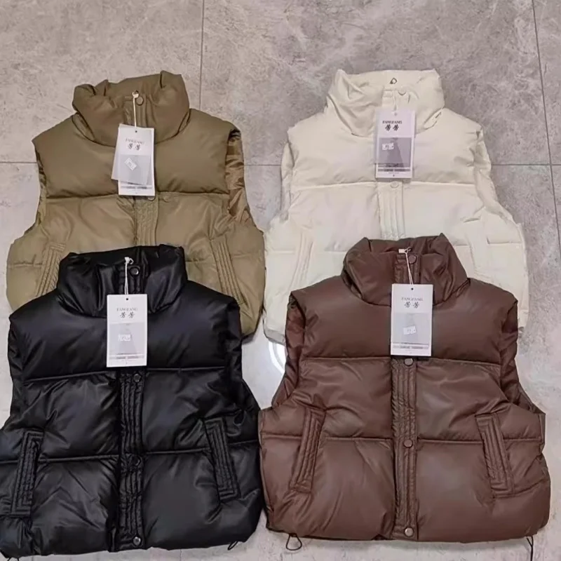 European PU Down Cotton Vest Women's Short Style Autumn/Winter Cotton Jacket Tank Top Trendy Korean Waistcoat Outerwear W1280
European PU Down Cotton Vest Women's Short Style Autumn/Winter Cotton Jacket Tank Top Trendy Korean Waistcoat Outerwear W1280