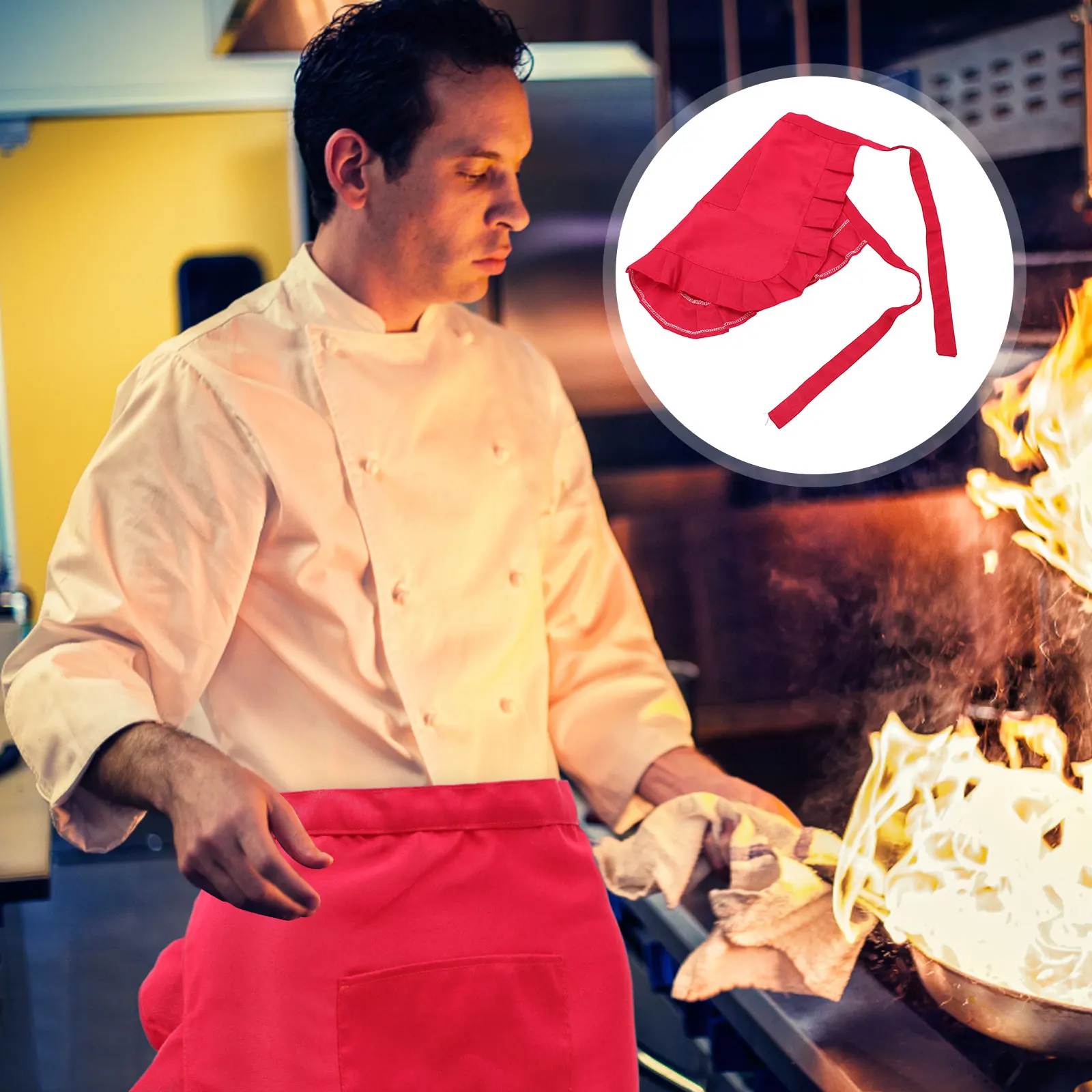 Lace Half-length Apron Kitchen Cooking Polyester Staff Bib Short Creative Pocket Half-skirt Server Wear
Lace Half-length Apron Kitchen Cooking Polyester Staff Bib Short Creative Pocket Half-skirt Server Wear